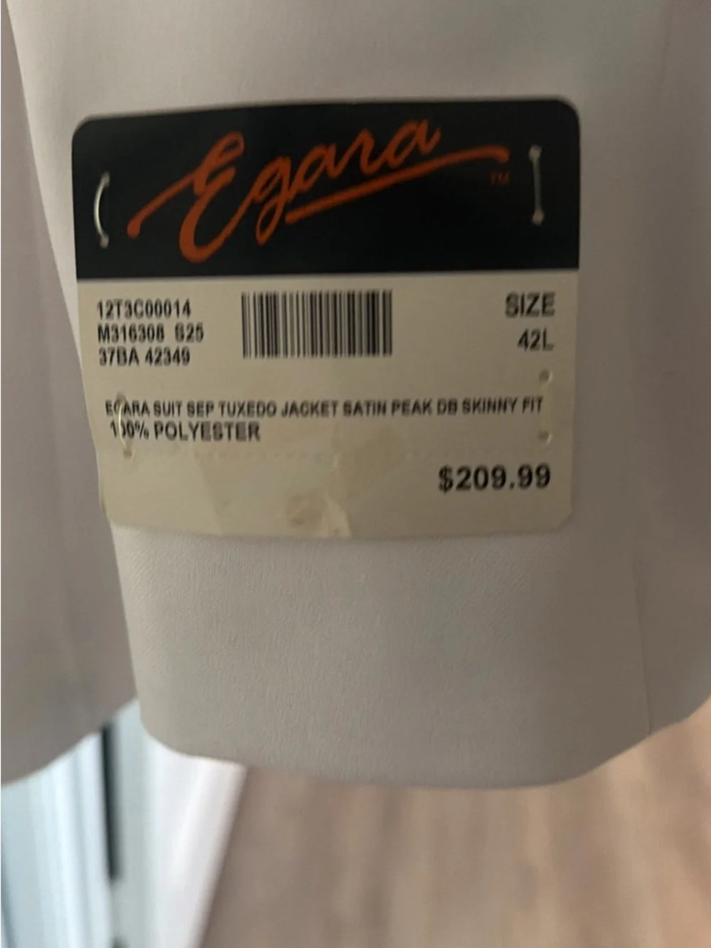 Egara White Double-Breasted Tuxedo Blazer with Black Peak Lapel